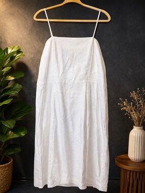 Halston White Linen Slip Dress NWT Size 14